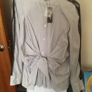 Gathered front striped blouse